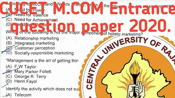 CUCET M.com Entrance test question paper(2020)