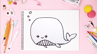 كيفية رسم حوت للاطفال | تعلم رسم حوت سهل للاطفال بطريقة رسم سهل جدا