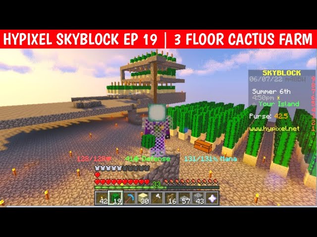 Minecraft hypixel skyblock EP 19 | hypixel skyblock mcpe | make automatic cactus  farm in hypixel - YouTube