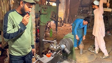 Amazing Process of Making Taper pulley Bush and Boring Pulley on Lathe Machine in Local Factory .