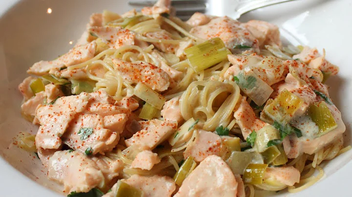 Creamy Salmon Leek Pasta - Easy Spring Seafood Pas...