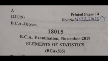 Statistics BCA 3rd semester 2019 paper