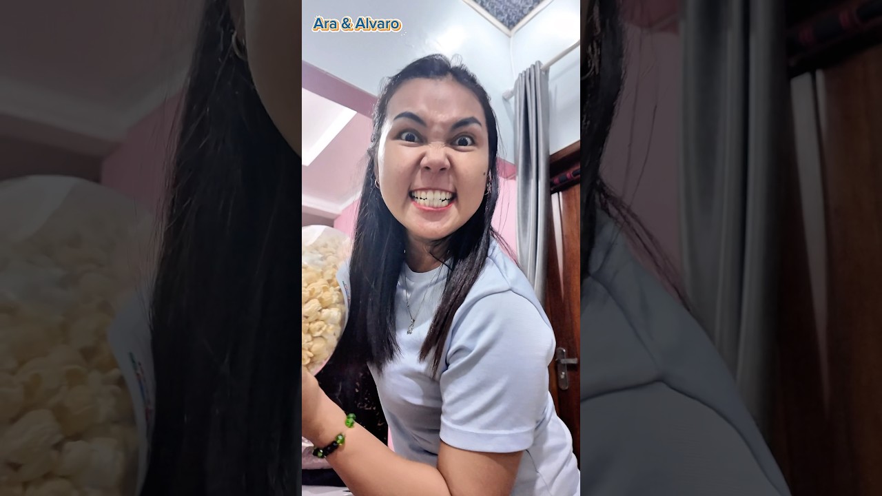 Dimarahi mami makan pop corn kak ara #aradanalvaro #keripikkentangmasboy #comedy #trending