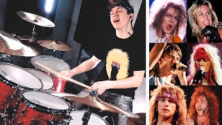 BEST 80s Hair Bands - A drum medley (age 13) chords