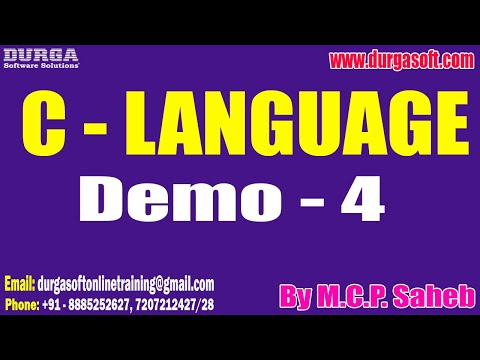 C  - LANGUAGE tutorials || Demo - 4 || by Mr. M.C.P. Saheb On 03-08-2023 @7PM IST