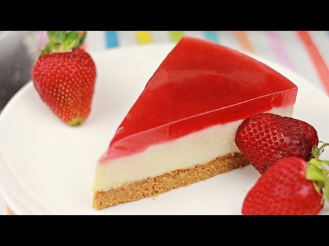 Strawberry Jelly Tofu Cheesecake - Christmas - Recipe By ZaTaYaYummy