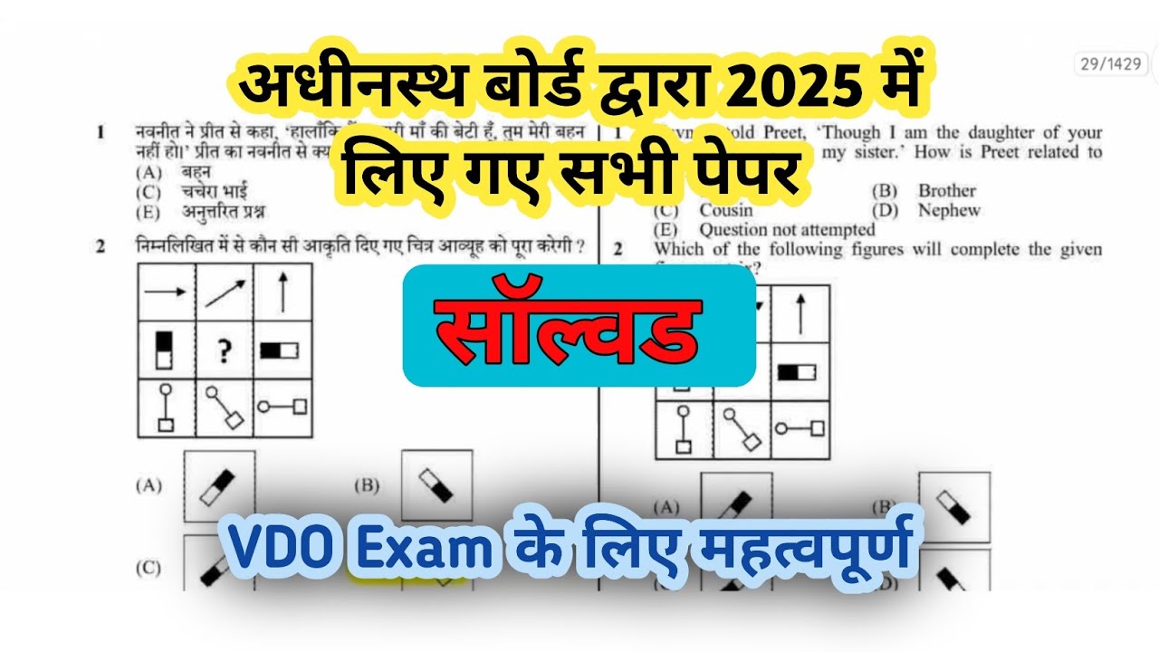 Solved Previous year paper 2025. VDO Paper. 