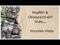 napkin and chipboard Art tiles   easy tutorial