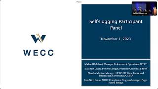WECC Reliability & Security Workshop Day 2—Self Logging Participant Panel