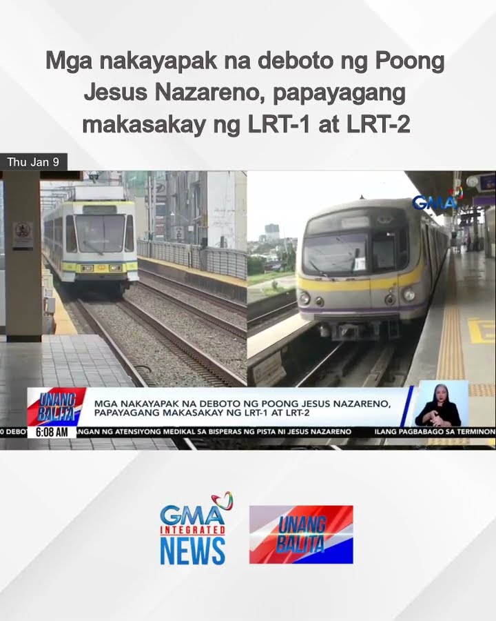 Mga nakayapak na deboto ng Poong Jesus Nazareno, papayagang makasakay ng LRT-1 at... | Unang Balita