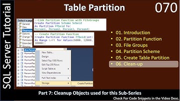 Table Partition | Part 6 - Cleanup | SSMS TSQL Tutorial #70