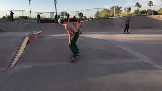Skateboarder crashes into scooter kid at skatepark