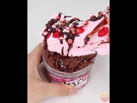 Rice krispy TREATS Strawberry Icecream slime relax ASMR/Subscribe my channel for more #shorts