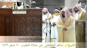 تلاوة فضيلة الشيخ د. ماهر المعيقلي من صلاة المغرب ٢٠ صفر ١٤٣٩