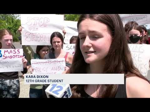 Tappan Zee High School students pour out of school in protest over gun control