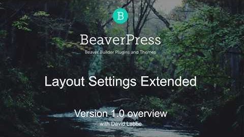 Layout Settings Extended for Beaver Builder v1 overview