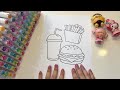 Satisfying Art: Cheeseburger, Fries & Drink Coloring 🍔🍟 Relaxing ASMR Art