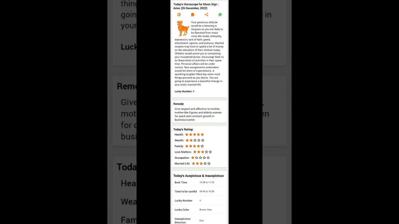 Aries horoscope 26 December 2022