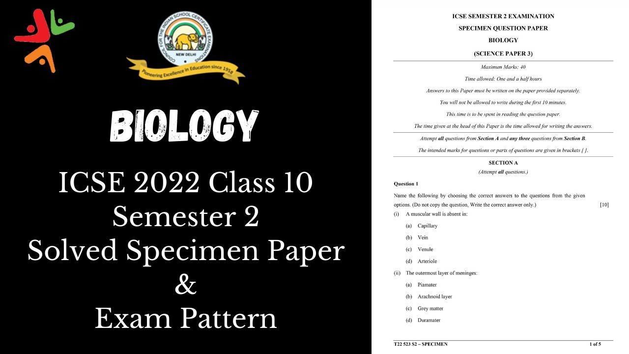 Biology ICSE Class 10 Semester 2 Solved Specimen Question Paper Exam