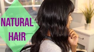 Natural/Curly Hair Blown Out + Cutting BANGS!