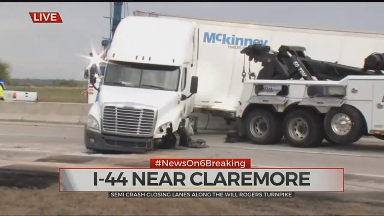 Semi Crash Causes Traffic Backup On Will Rogers Turnpike - YouTube