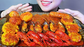 ASMR HẢI SẢN CAJUN Cajun sauce served with round vermicelli EATING SOUNDS LINH ASMR