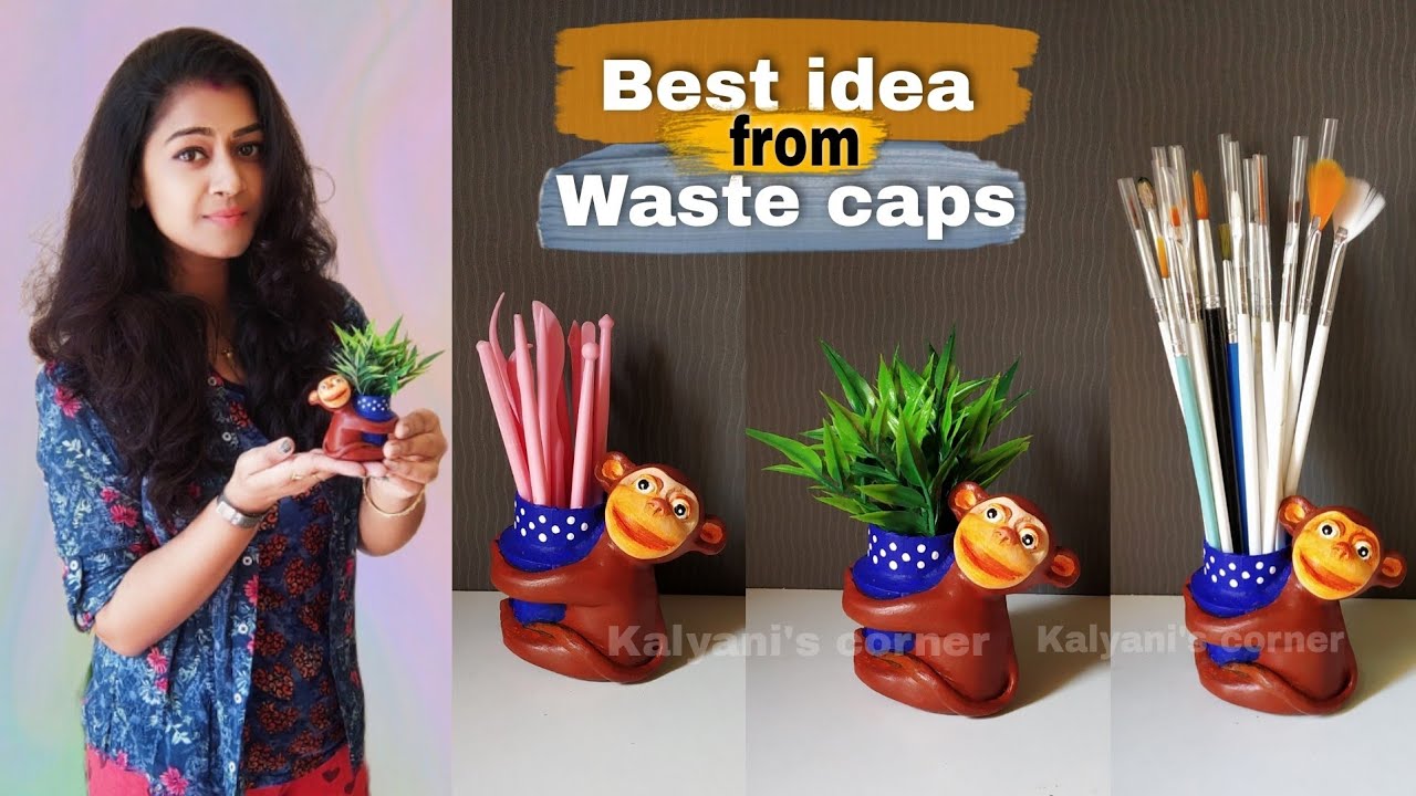 Pen holder from waste materials Pen holder craft Pen stand craft