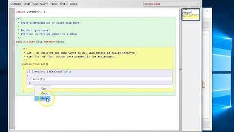 Greenfoot   6  Programming the Actor to move with Keyboard