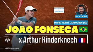LIVE ALEMZÃO | JOÃO FONSECA x Arthur Rinderknech (Monte Carlo 2026 R2) | Sem transmissão