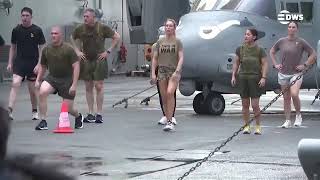 Pete Hegseth Exercises With U.S. Troops on USS Boxer in Singapore |