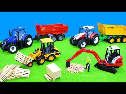 Tractor & Excavator Bruder | Farmer And Construction Vehicles | Toys On The Road | Unboxing For Kids