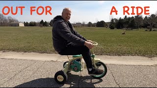 Riding the REO Trikeabout and a Ruttman mini bike