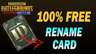 Get 100% Free Rename Card In PUBG Mobile Lite / How To Get Free Rename Card In PUBG Lite