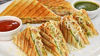 सिर्फ ५ मिनट में बनाये वेज क्लब सैंडविच बीना सेंडविच मेकर | Crispy Veg Club Sandwich Recipe by Viraj