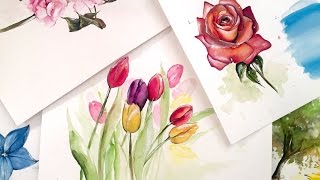 watercolor flowers easy painting demonstration