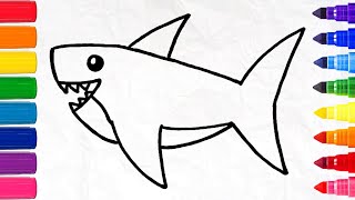 How to Draw a Shark 🦈 Drawing and Coloring for Kids and Toddlers