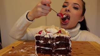 Hi guys! today i'm eating homemade chocolate cake with vanilla icing,
topped strawberries, cheesecake pieces, and slivered almonds. i also
talk a little...