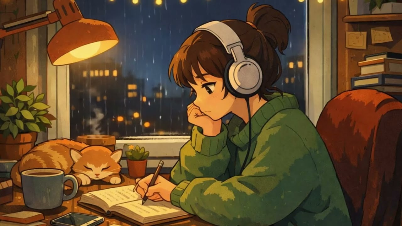 Relaxing Lo-Fi Jazz ☔ Cozy Rainy Night | Study, Sleep, Chill