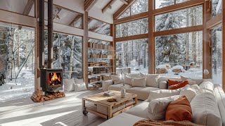 Relaxing Winter Sounds | Snow on Window ASMR | Cozy Room with Fireplace | Stress Relief & Relaxation