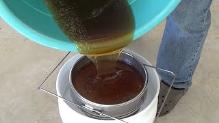 The first honey harvest from our horizontal hive.