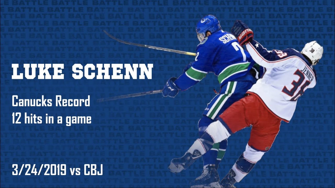 Luke Schenn Sets Canucks Record for Hits in a Game vs CBJ (Mar. 24, 2019) (SNP)