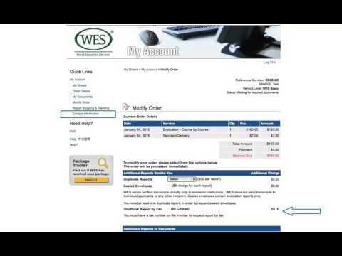 How To Modify Your Order For A Wes Credential Evaluation Youtube