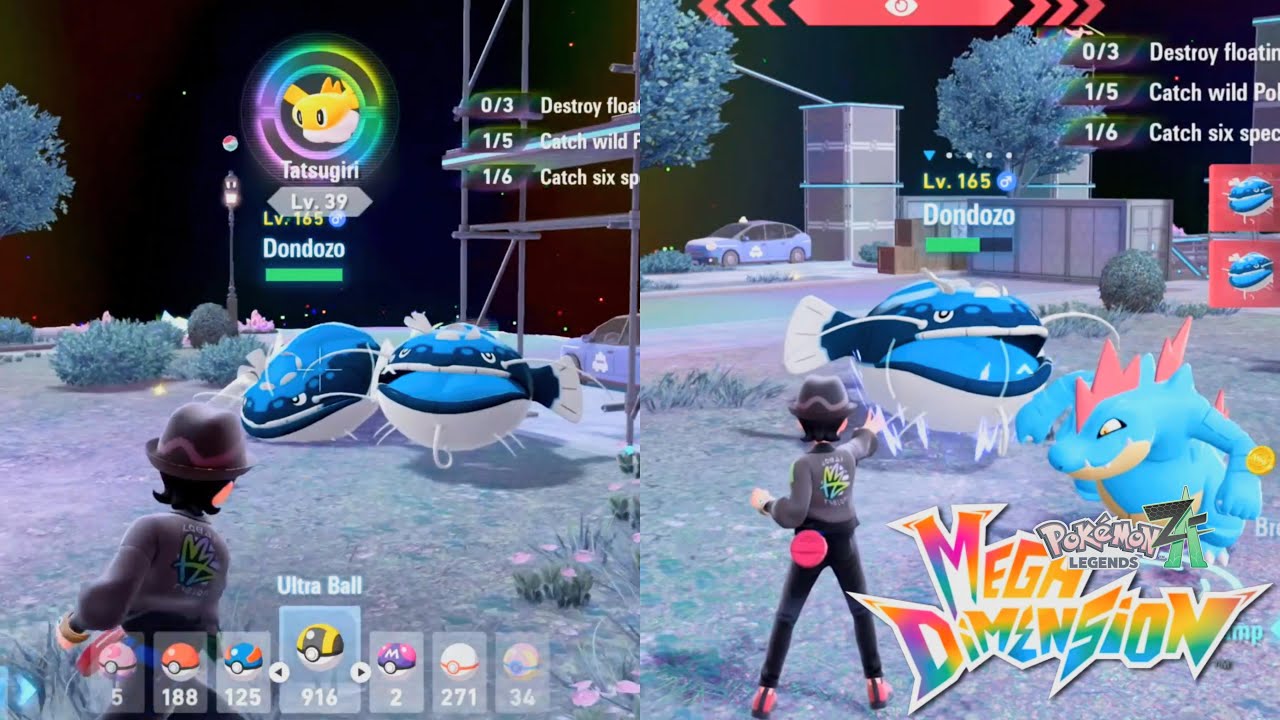 Pokémon Legends Z-A Mega Dimension: Catching Dondozo & Tatsugiri, Hyperspace Wild Zone Lv.170