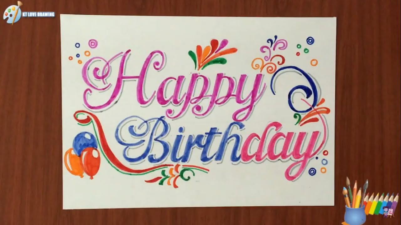 Drawing decorative letters Happy birthday - YouTube