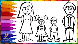 Dibuja y Colorea Una Familia  Dibujos Para Niños