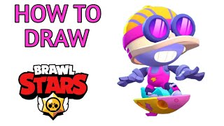 How To Draw New Brawler Skin Surfer Carl - Brawl Stars Step by Step