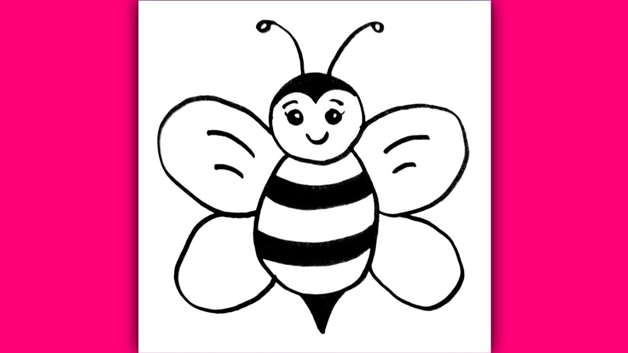Super Easy Cute Bee Drawing for Kids
