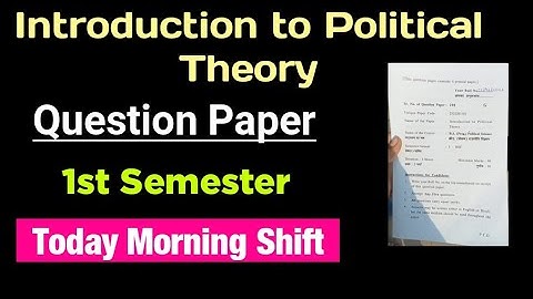 Introduction to Political Theory Question Paper 1st Semester BA PROG SOL Introduction to Political