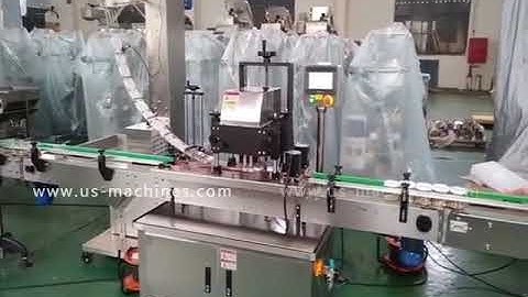 Automatic bottle cap positioning screw capping machine testing video