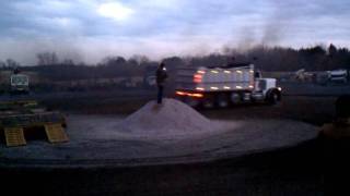 Peterbilt dump truck doughnuts # 2, now there's some smoke